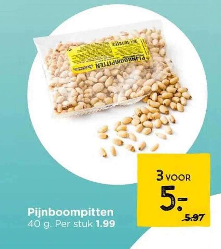 Pijnboompitten 40 g. Per stuk 1.99