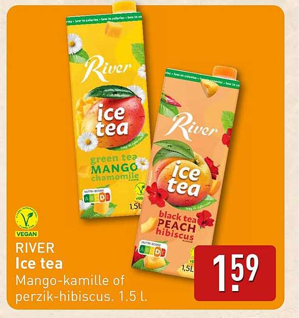 RIVER Ice tea Mango-kamille of perzik-hibiscus. 1.5 L.