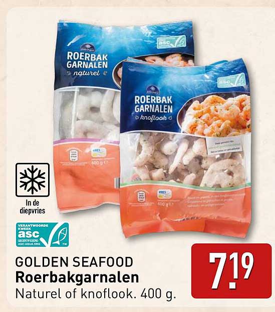 Roerbakgarnalen Natuur of Knoflook 400 g.