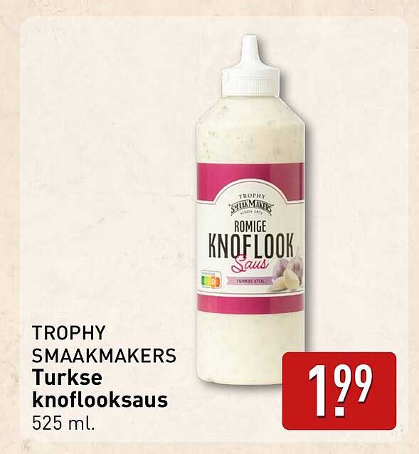 TROPHY SMAAKMAKERS Turkse knoflooksaus 525 ml.