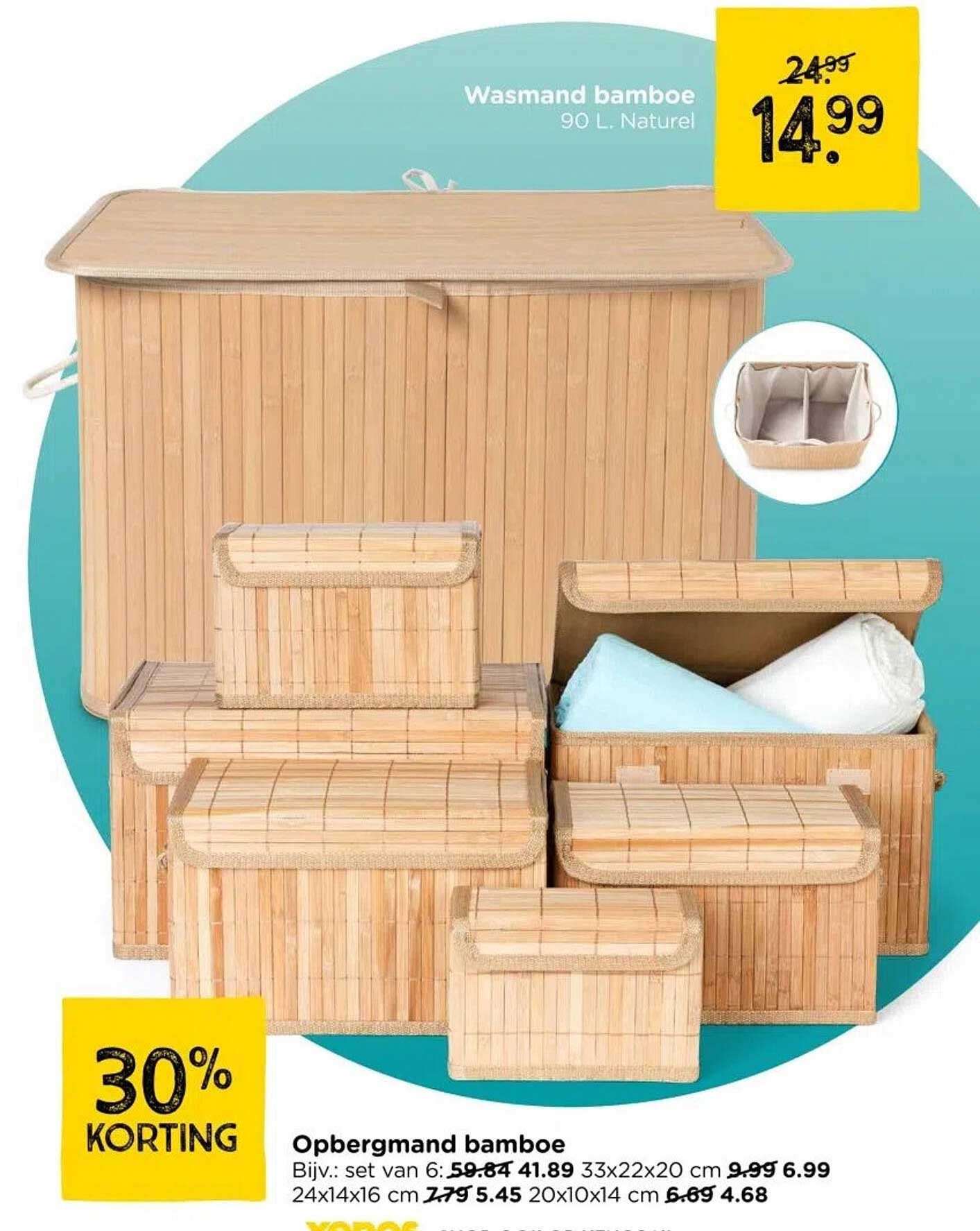Wasmand bamboe 90 L. Naturel
