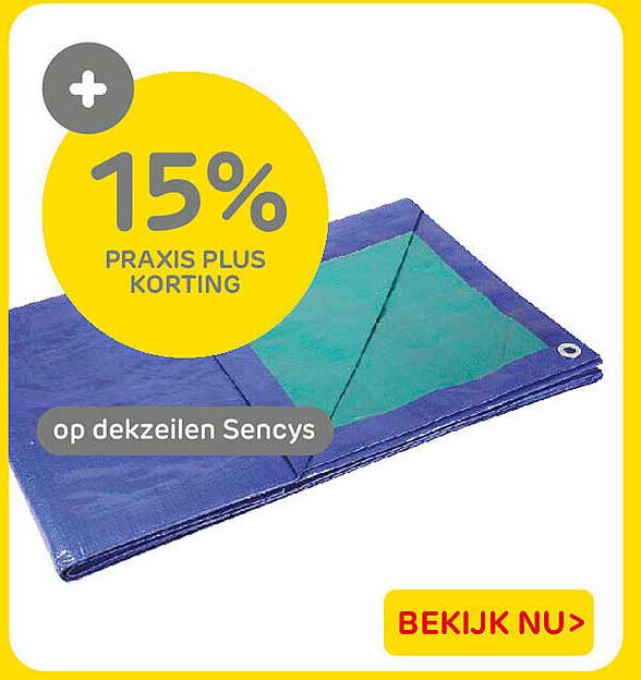 15% Praxis Plus korting op dekzeilen Sencys