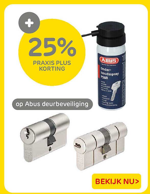 25% Praxis plus korting op Abus deurbeveiliging