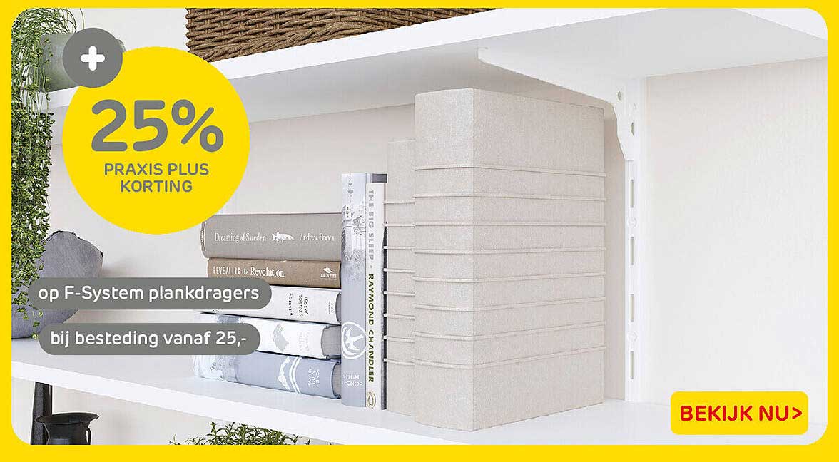 25% PRAXIS PLUS KORTING op F-System plankdragers bij besteding vanaf 25,-