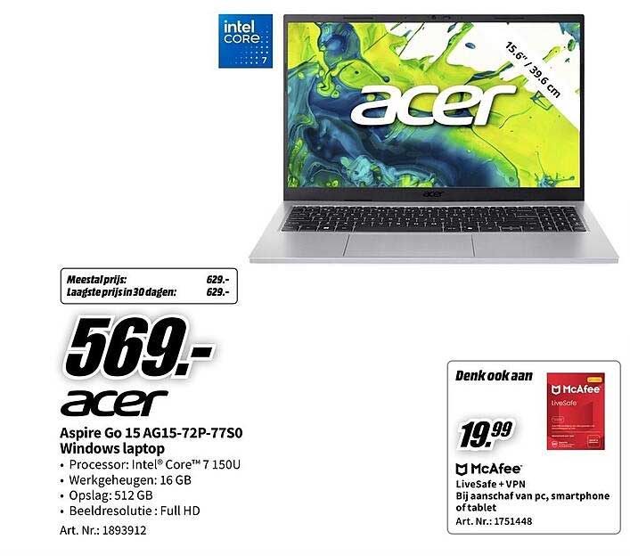 Acer Aspire Go 15 AG15-72P-77S0 Windows laptop