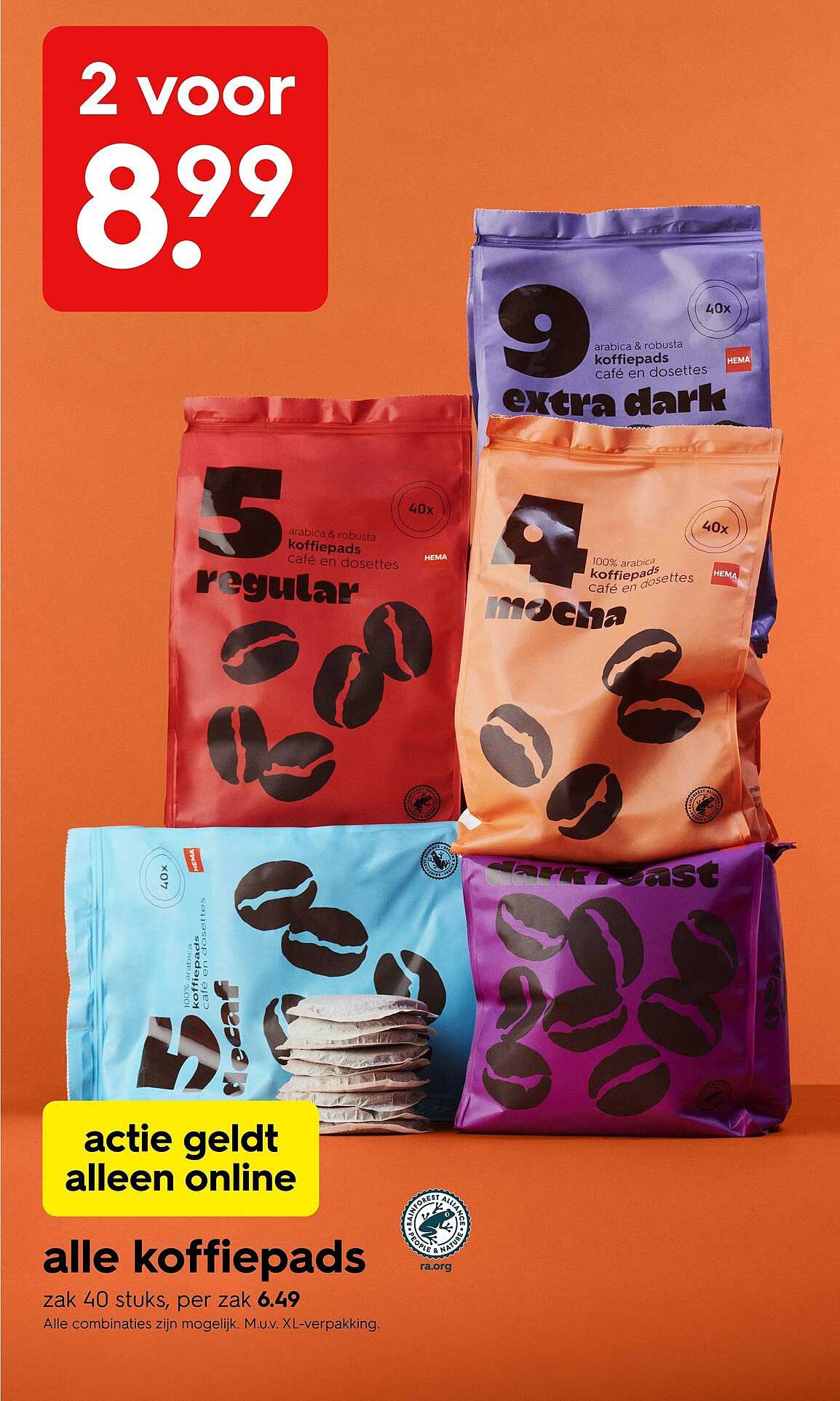 alle koffiepads 2 voor 8.99