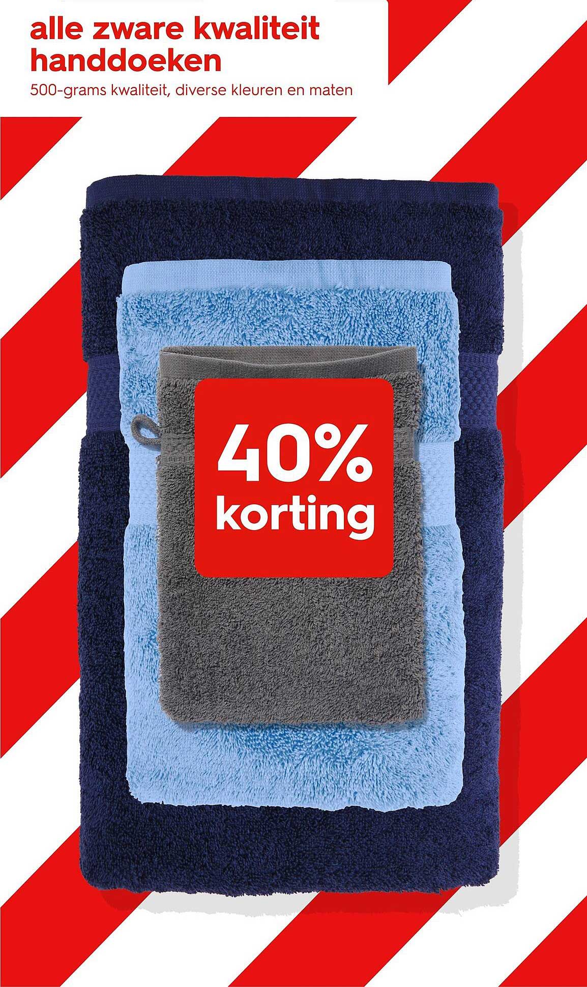 alle zware kwaliteit handdoeken 40% korting