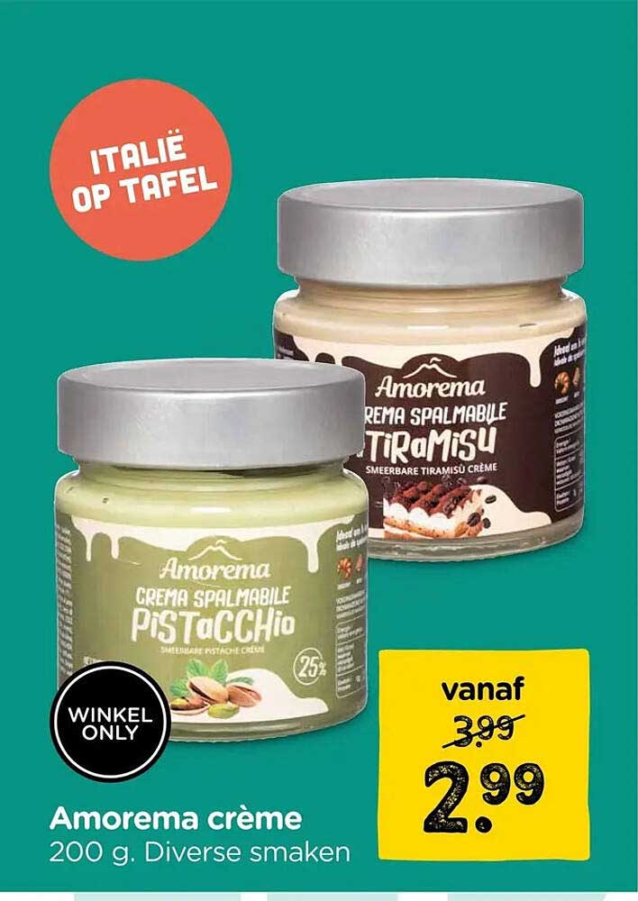 Amorema crème 200 g Diverse smaken