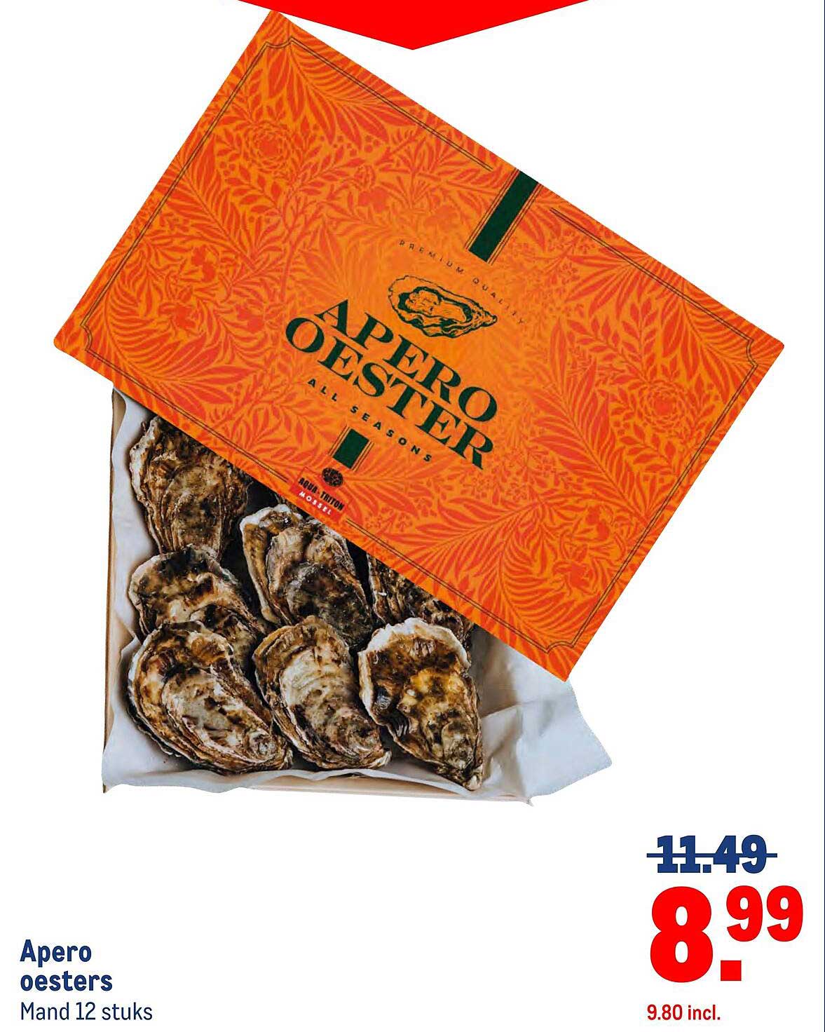 Apero oesters Mand 12 stuks