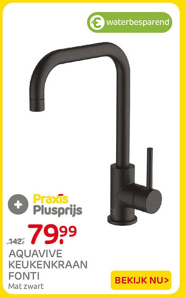 AQUAVIVE KEUKENKRAAN FONTI Mat zwart