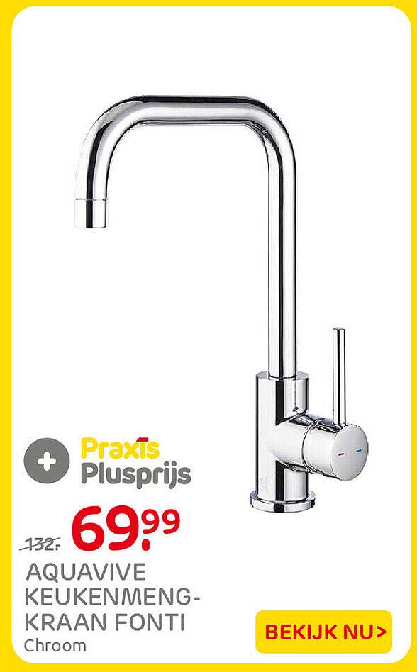 Aquavive keukenmengkraan Fonti Chroom Praxis Plusprijs