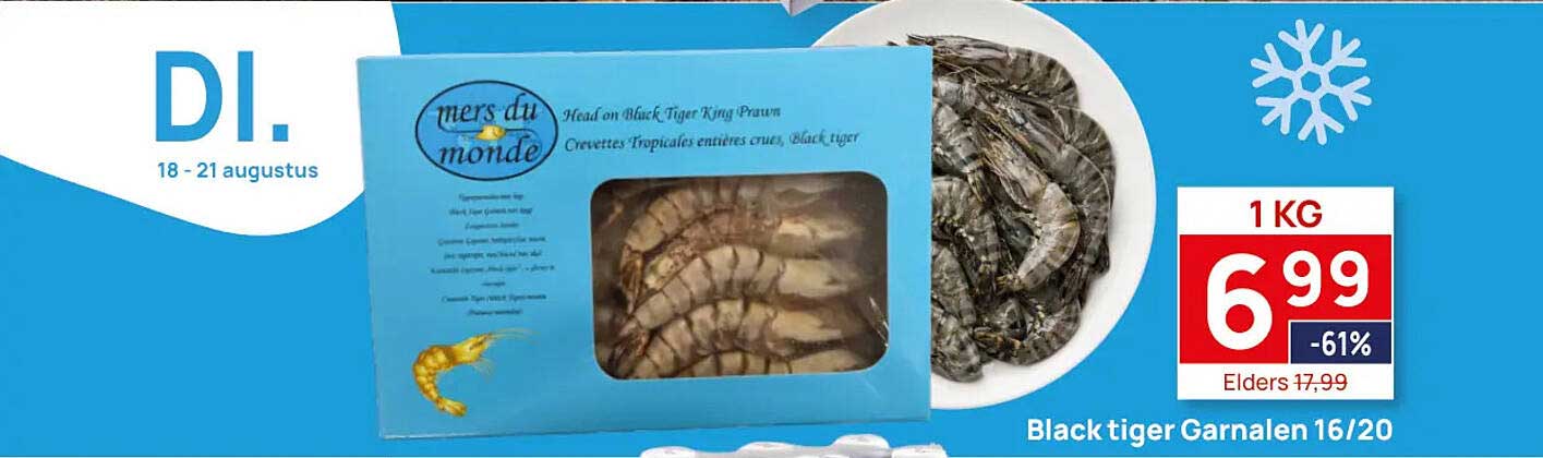 Black tiger Garnalen 16/20