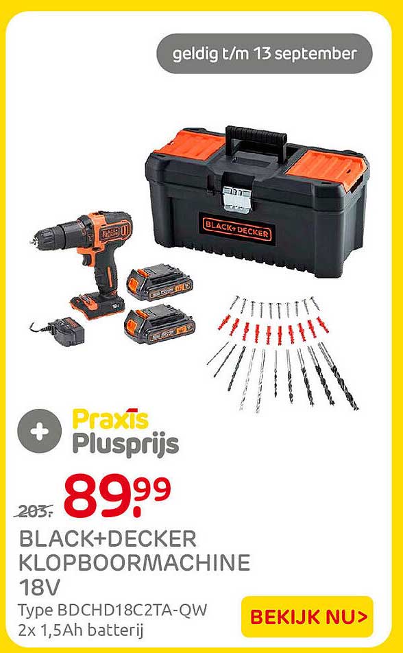 BLACK+DECKER KLOPBOORMACHINE 18V