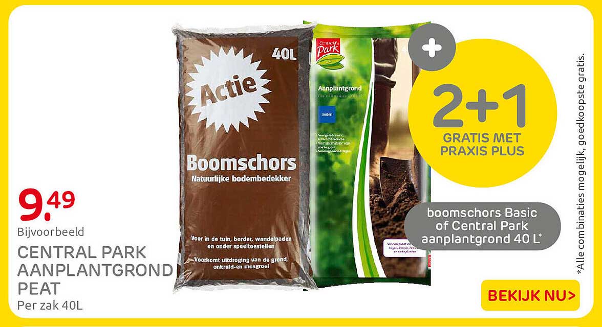 Central Park aanplantgrond peat 2+1 gratis met Praxis Plus