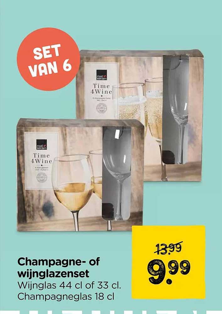 Champagne- of wijnglazenset
