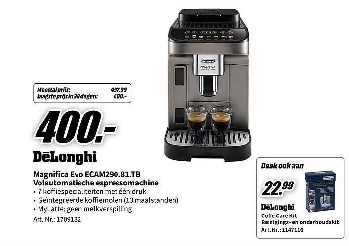 DeLonghi Magnifica Evo ECAM290.81.TB Volautomatische espressomachine