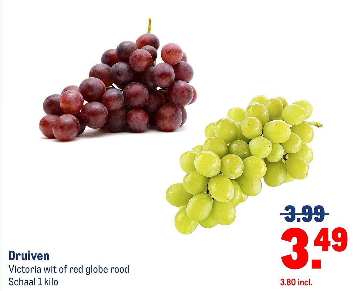 Druiven Victoria wit of red globe rood Schaal 1 kilo