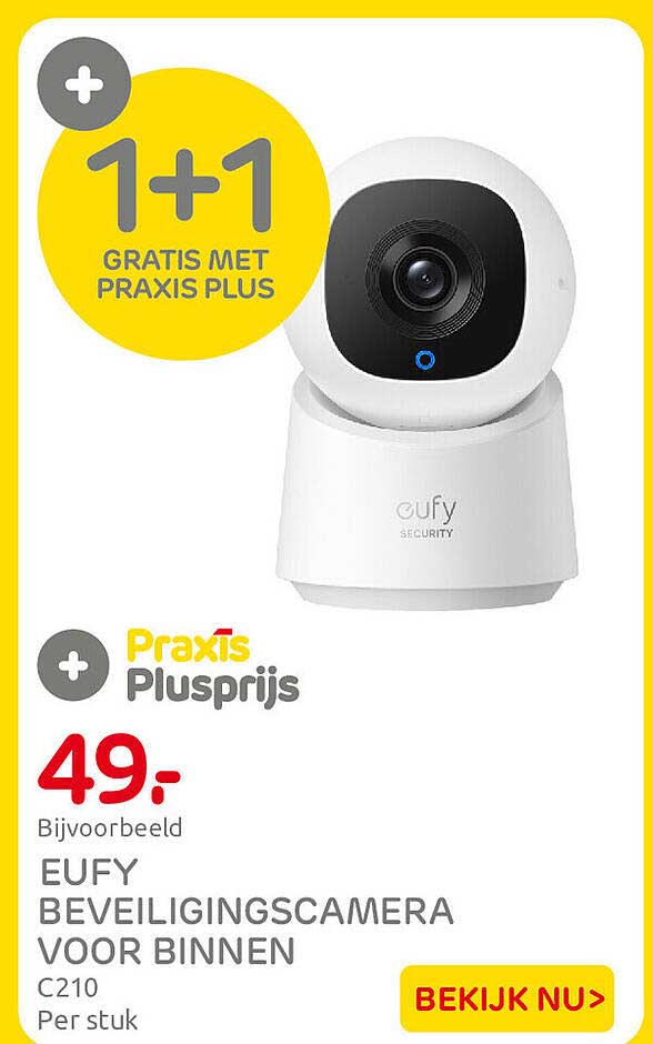 EUFY BEVEILIGINGSCAMERA VOOR BINNEN C210 1+1 GRATIS MET PRAXIS PLUS