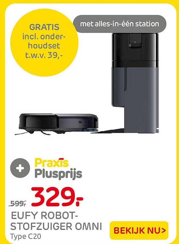 Eufy robotstofzuiger Omni Type C20 met alles-in-één station GRATIS incl. onderhoudset t.w.v. 39,-