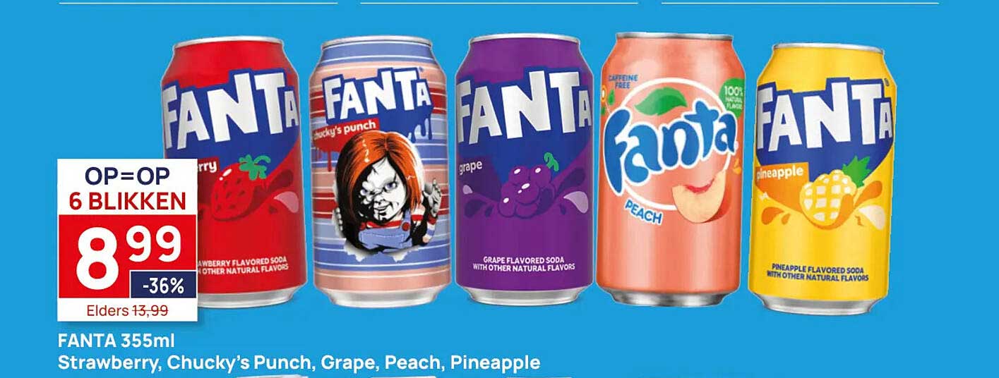 FANTA 355ml Strawberry, Chucky’s Punch, Grape, Peach, Pineapple