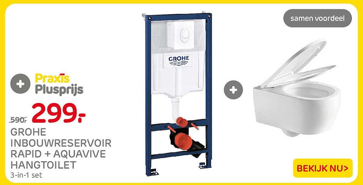 GROHE INBOUWRESERVOIR RAPID + AQUAVIVE HANGTOILET 3-in-1 set