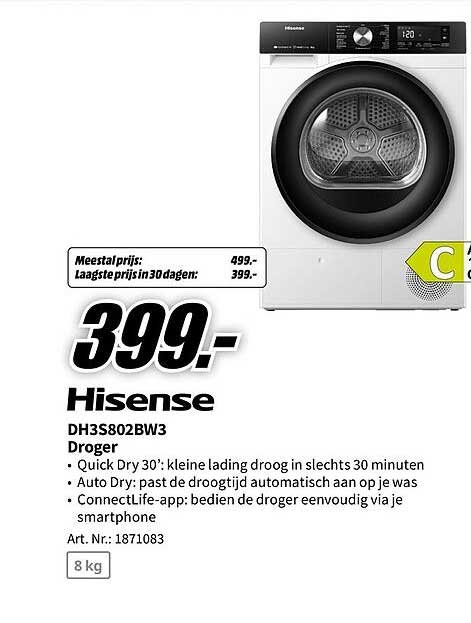 Hisense DH3S802BW3 Droger