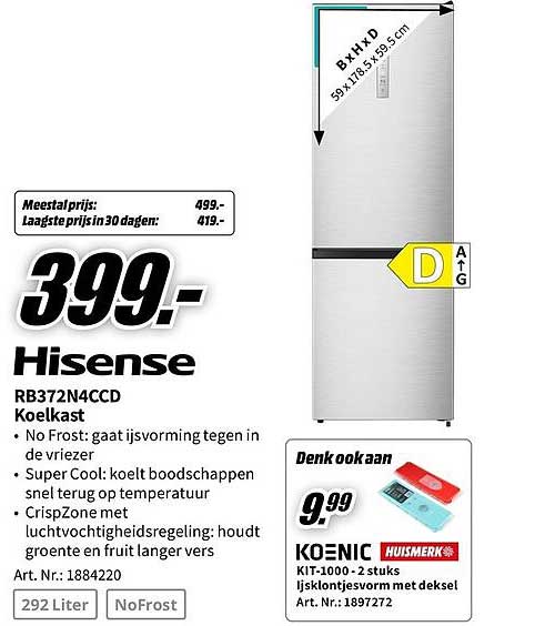 Hisense RB372N4CCD Koelkast