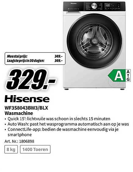 Hisense WF3S8043BW3/BLX Wasmachine