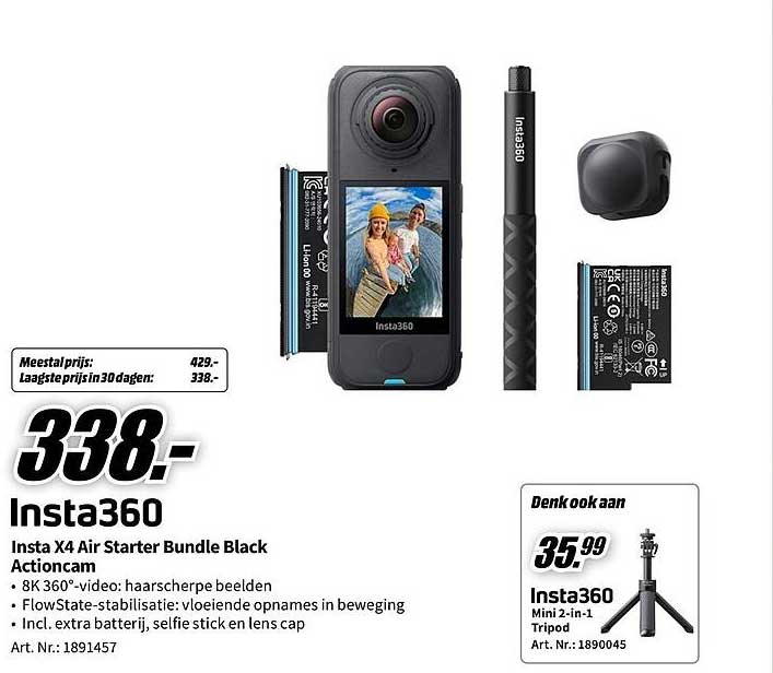 Insta X4 Air Starter Bundle Black Actioncam