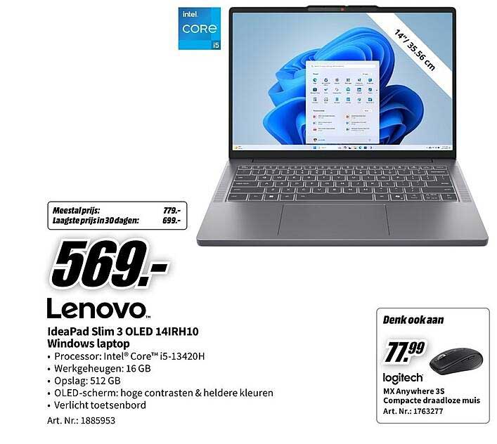 Lenovo IdeaPad Slim 3 OLED 14IRH10 Windows laptop