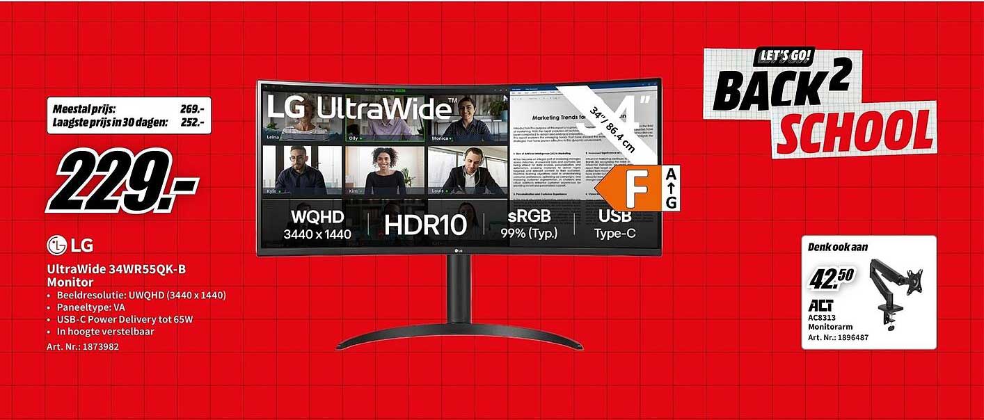 LG UltraWide 34WR55QK-B Monitor