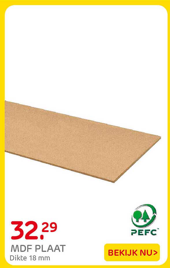 MDF PLAAT Dikte 18 mm