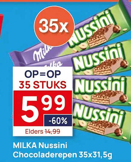 MILKA Nussini Chocoladerepen 35x31,5g