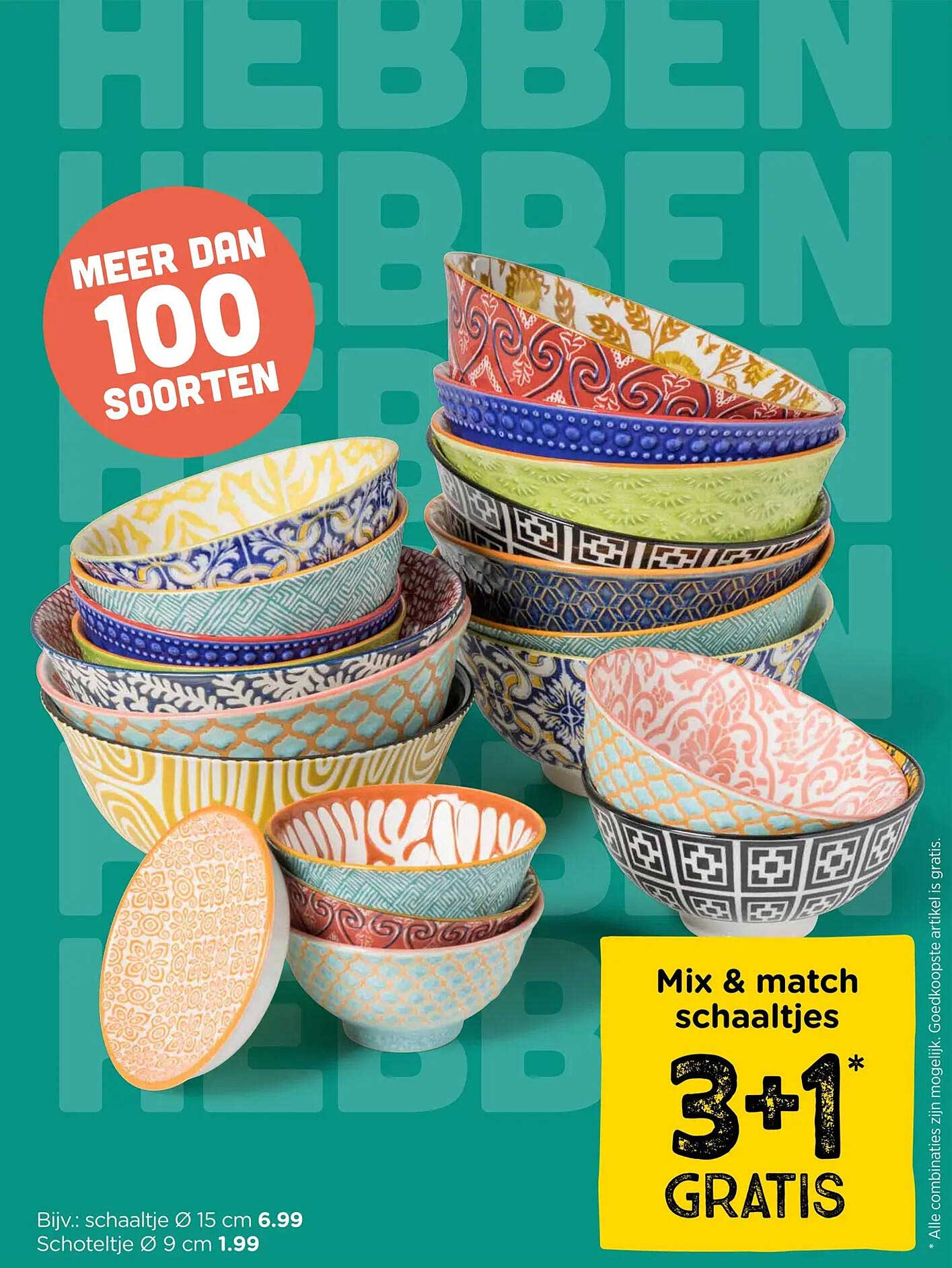 Mix & match schaaltjes 3+1 GRATIS