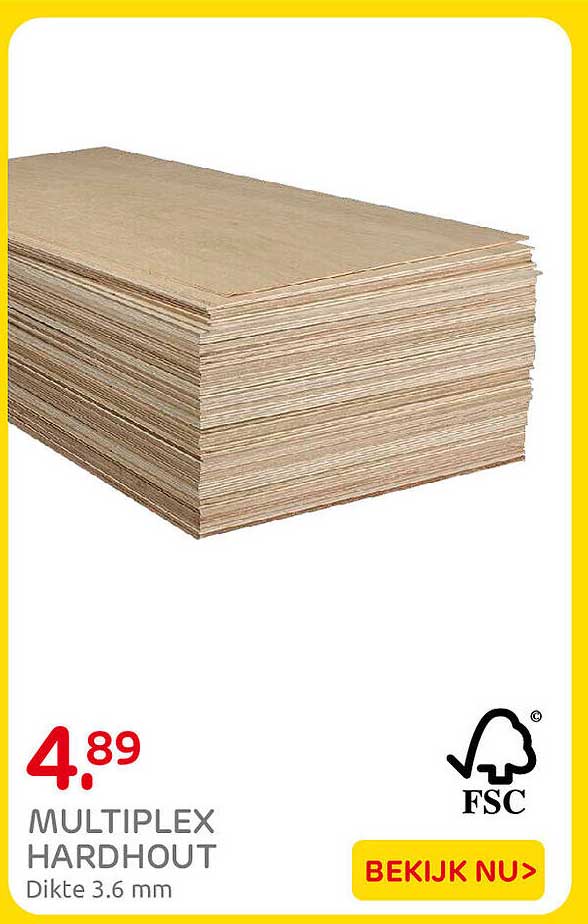 MULTIPLEX HARDHOUT Dikte 3.6 mm