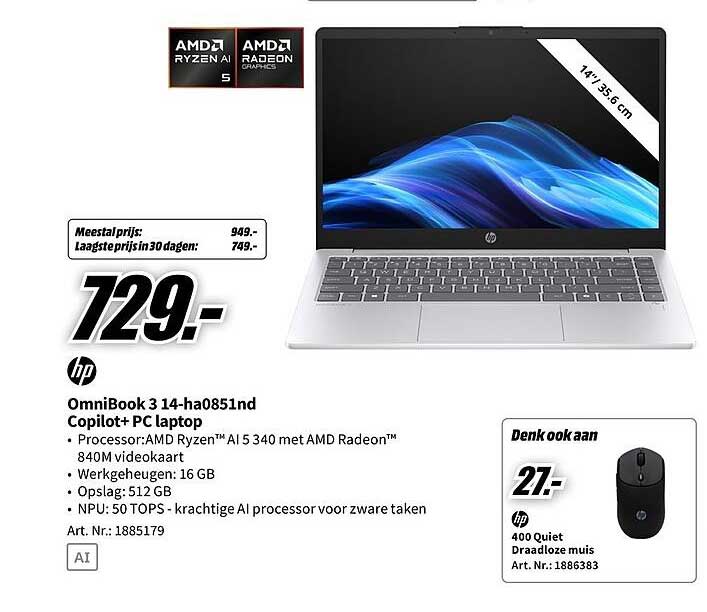 OmniBook 3 14-ha0851nd Copilot+ PC laptop