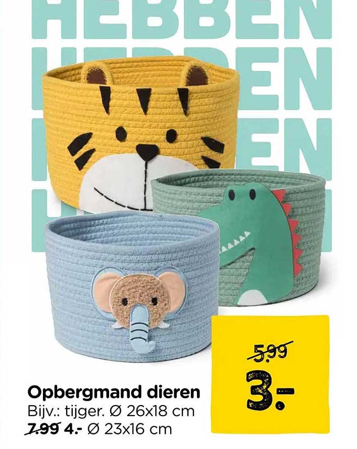 Opbergmand dieren