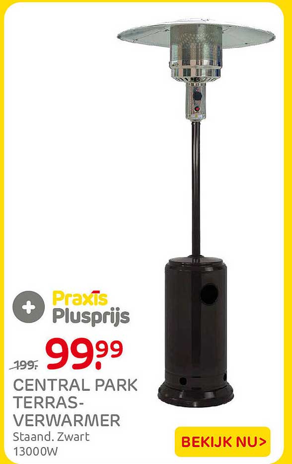 Praxis Plusprijs Central Park terrasverwarmer Stand. Zwart 1300W