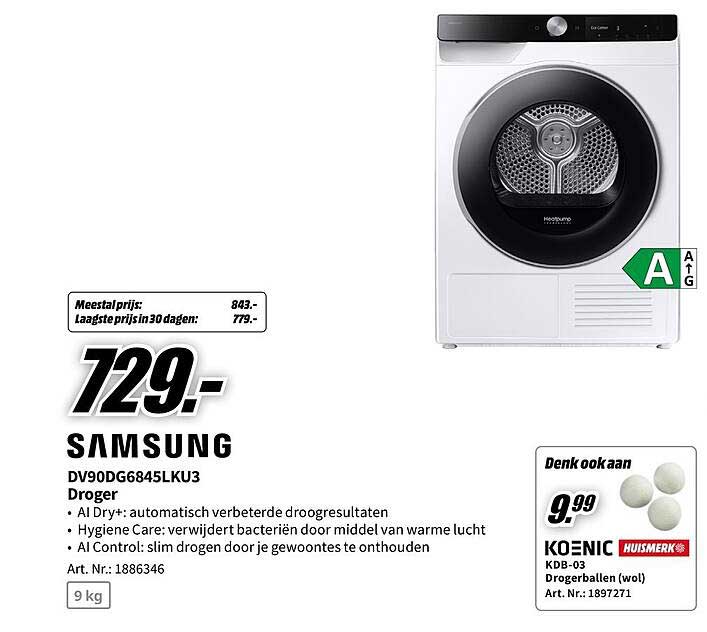 SAMSUNG DV90DG6845LKU3 Droger