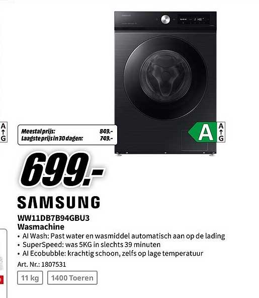 SAMSUNG WW11DB7B94GBU3 Wasmachine