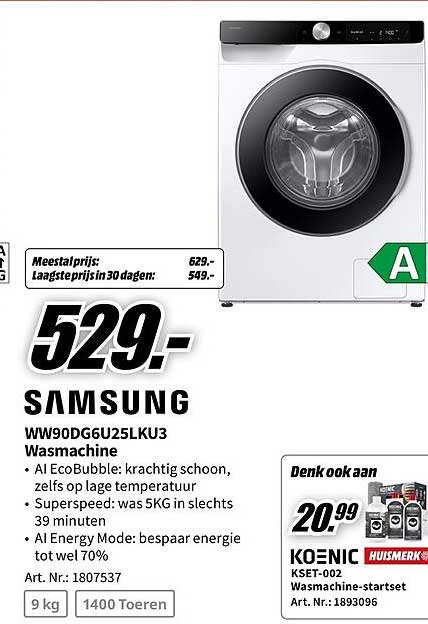 SAMSUNG WW90DG6U25LKU3 Wasmachine