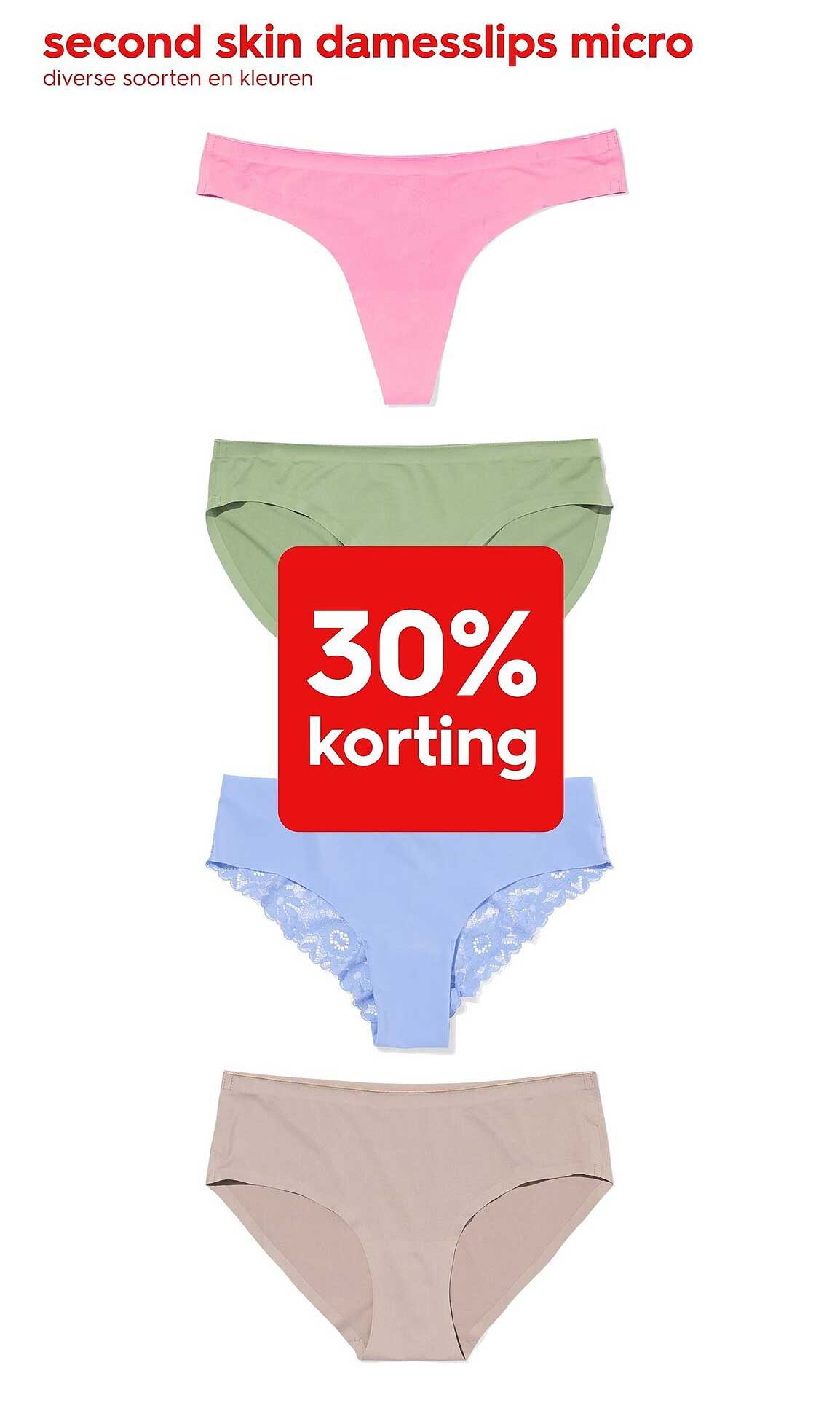 second skin damesslips micro diverse soorten en kleuren 30% korting