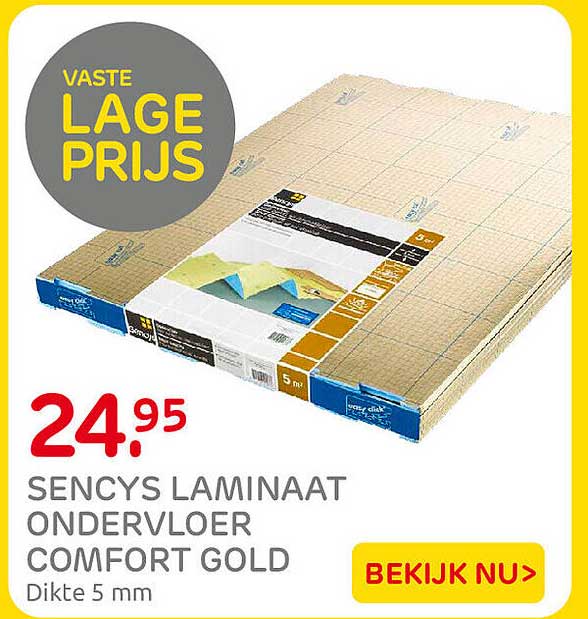 Sencys laminaat ondervloer Comfort Gold vaste lage prijs