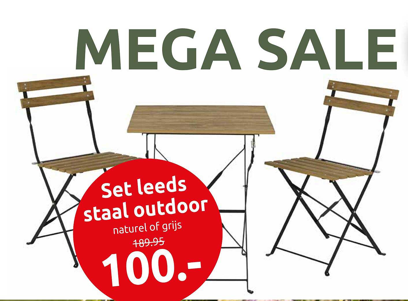 Set leeds staal outdoor naturel of grijs