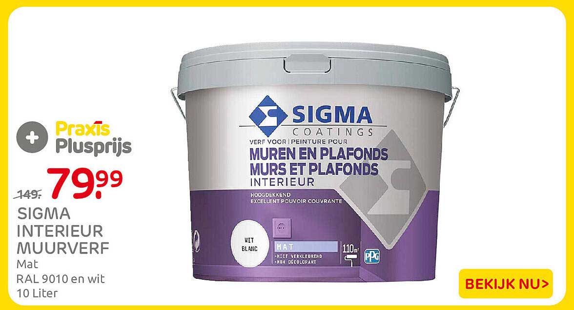 SIGMA INTERIEUR MUURVERF Mat RAL 9010 en wit 10 Liter