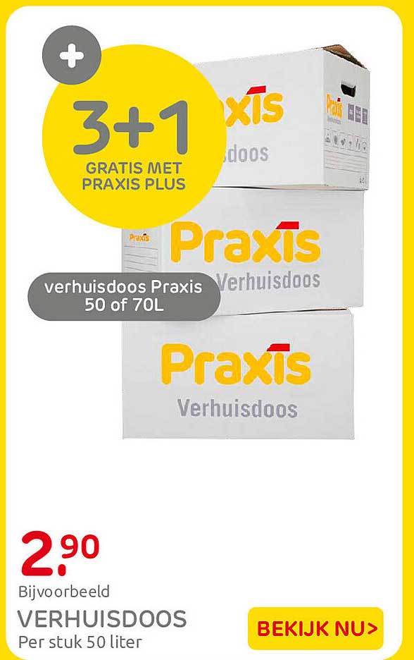 verhuisdoos Praxis 50 of 70L 3+1 GRATIS MET PRAXIS PLUS