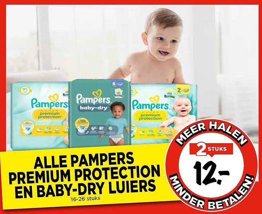 ALLE PAMPERS PREMIUM PROTECTION EN BABY-DRY LUIERS 16-26 STUKS