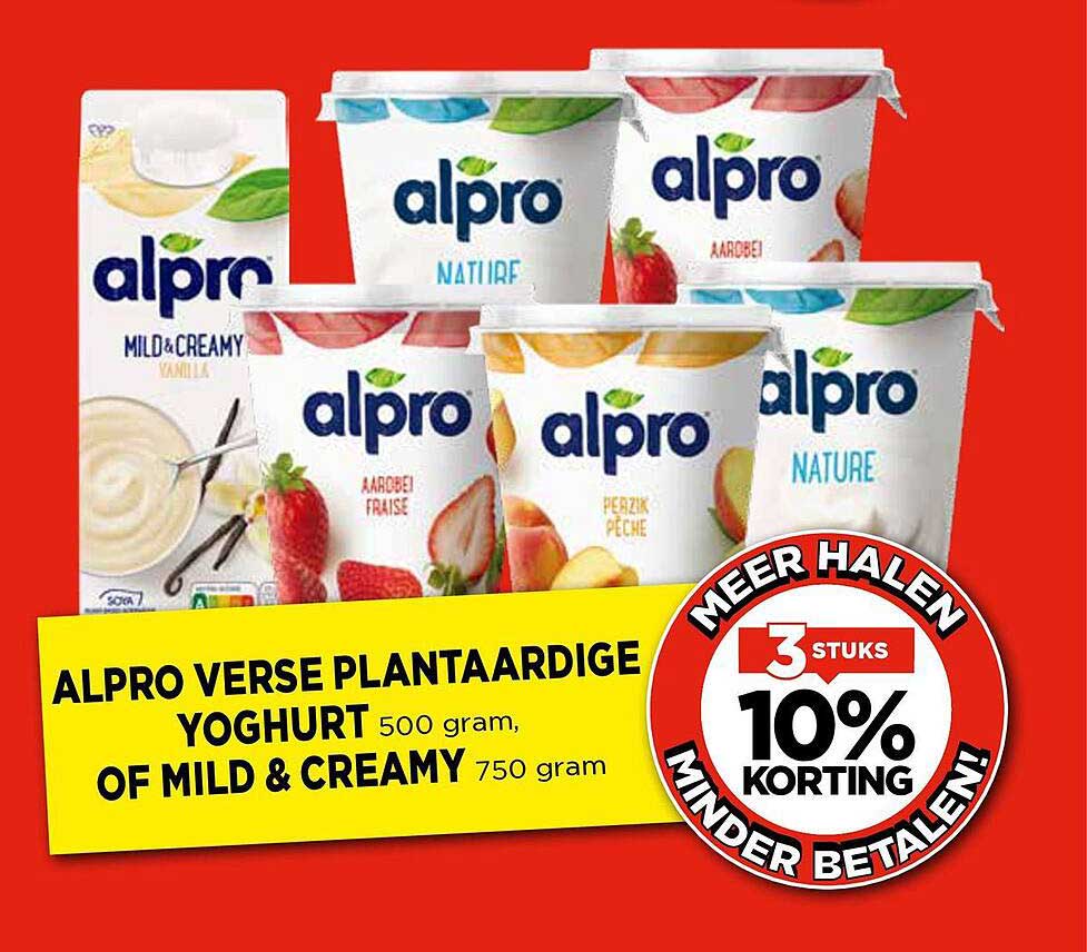 ALPRO VERSE PLANTAARDIGE YOGHURT 500 gram, OF MILD & CREAMY 750 gram
