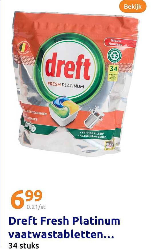 Dreft Fresh Platinum vaatwastabletten...