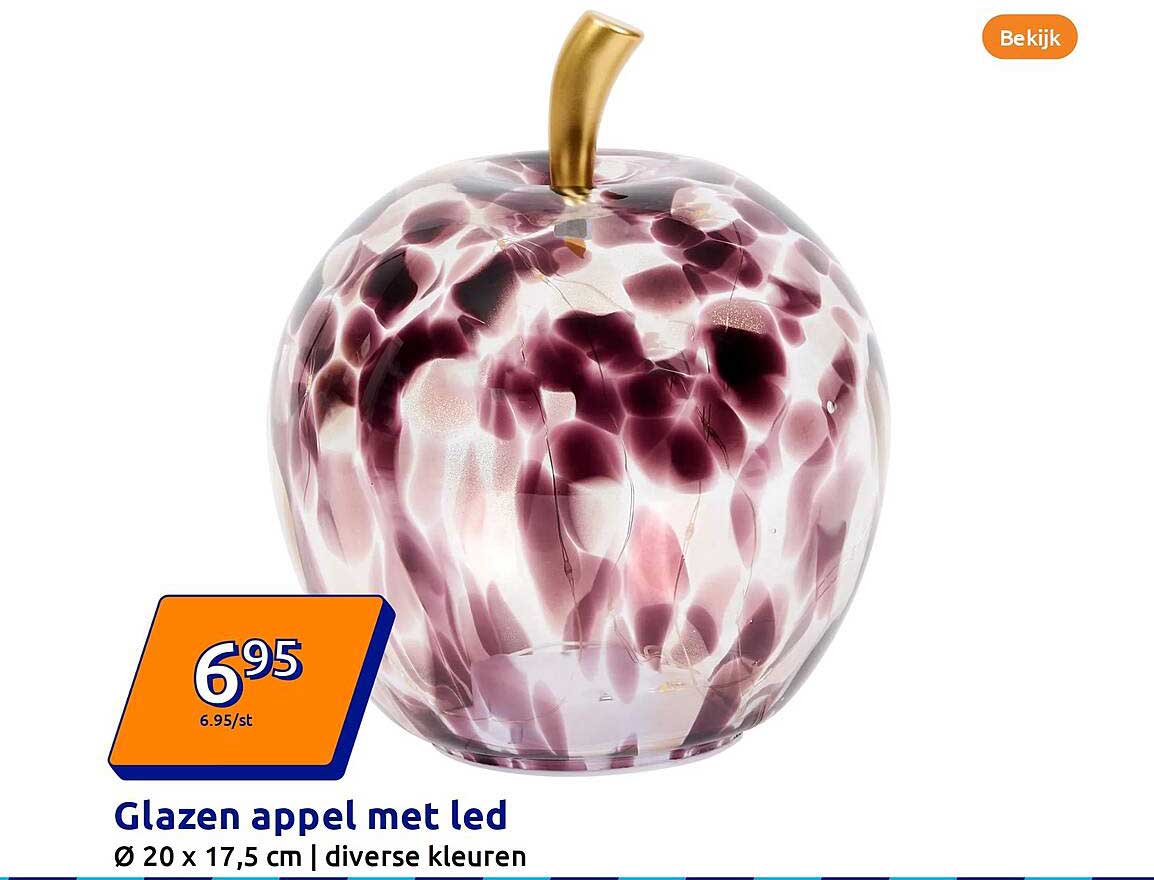 Glazen appel met led